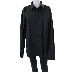 Eton Womens Cotton Long Sleeve Button Down Shirt Black Size 18